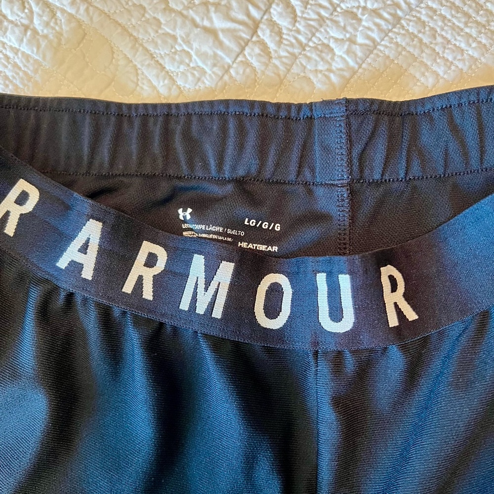Under Armour Women's Athletic Shorts Trio - Black, Olive Green, Gray - Picture 3 of 4